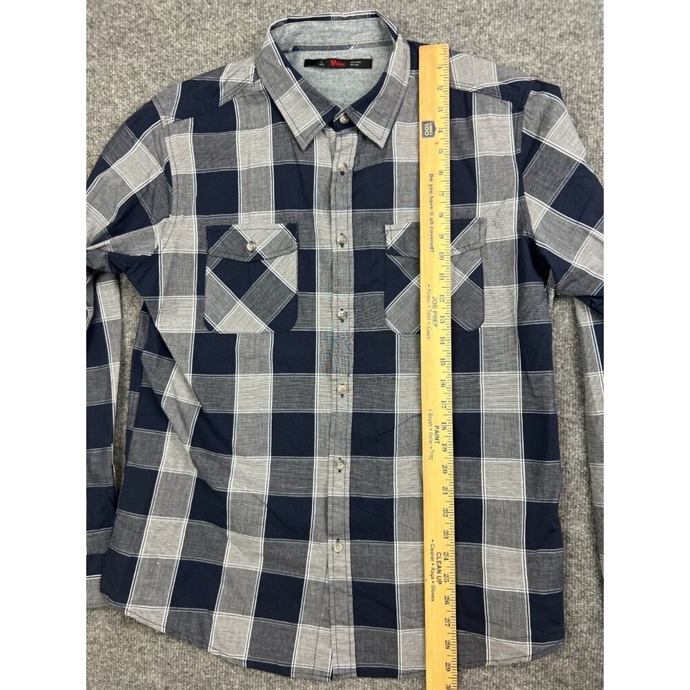 Stoic Button Up Shirt Men's Large Blue Gray Plaid Long Sleeve Casual Cotton - Picture 3 of 7